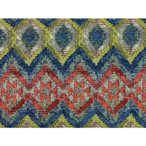 巴巴多斯節日防水防汙綠色紅色青色藍色駝色米色民族風格基利姆伊卡編織裝飾布料